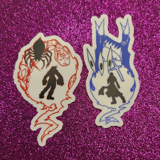 Guillotine and Chainsaw Transparent Stickers